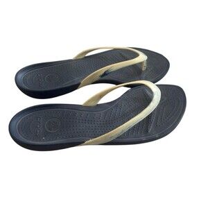 Crocs Capri Wedge Yellow Thong Sandals  7